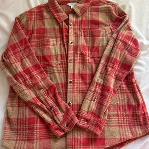 Time and Tru Red and Tan Plaid Shirt